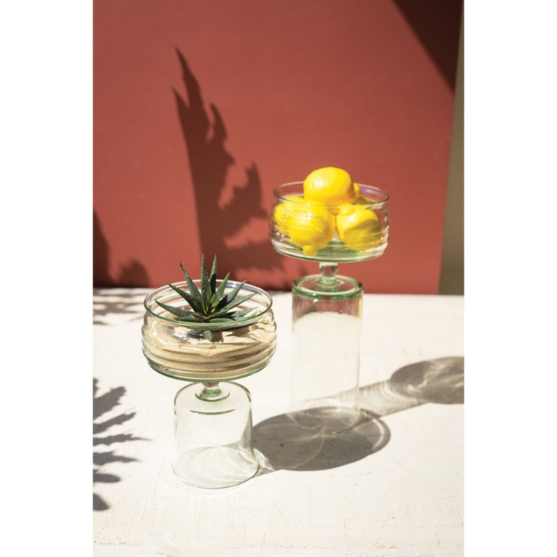 reversible glass compotes set of 2 glass