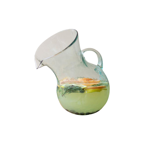 Tilted Clear Glass Cocktail Pitcher