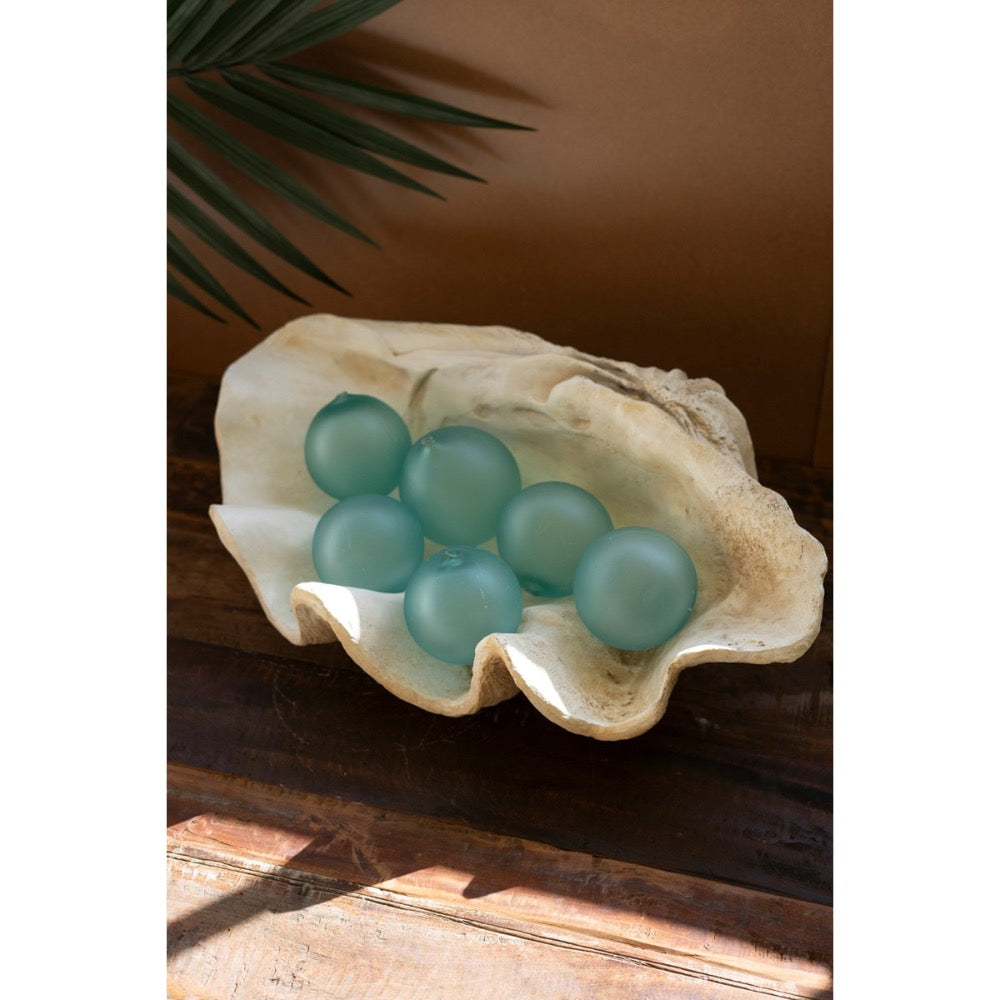 resin clam shell decor natural organic cream