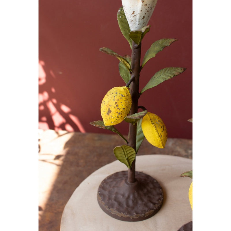 lemon taper candle holders painted metal
