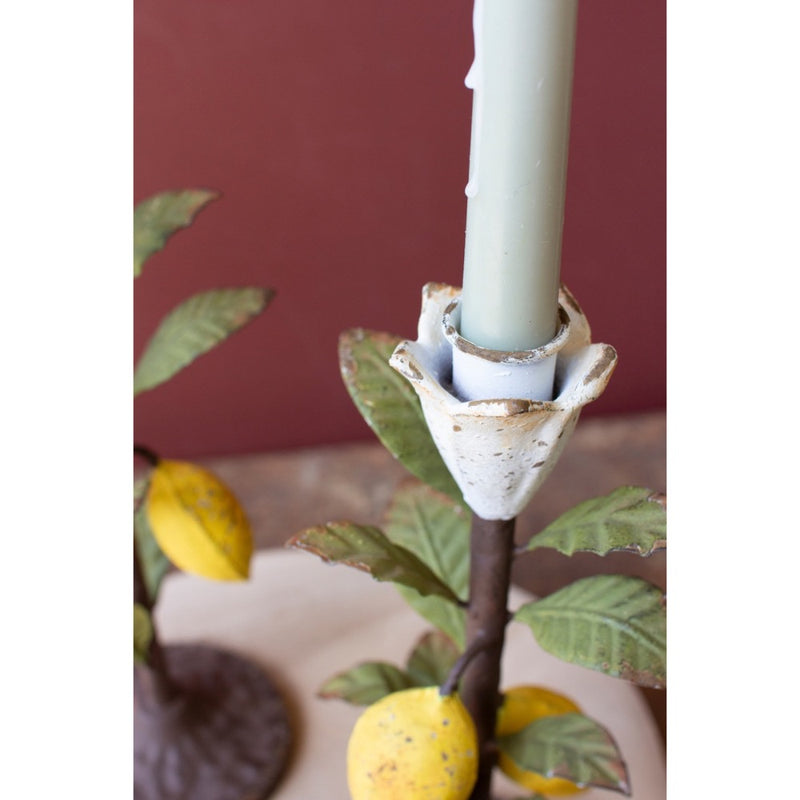 lemon taper candle holders painted metal