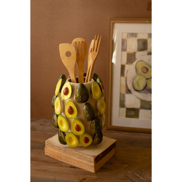 ceramic produce vase green avocado decorative 