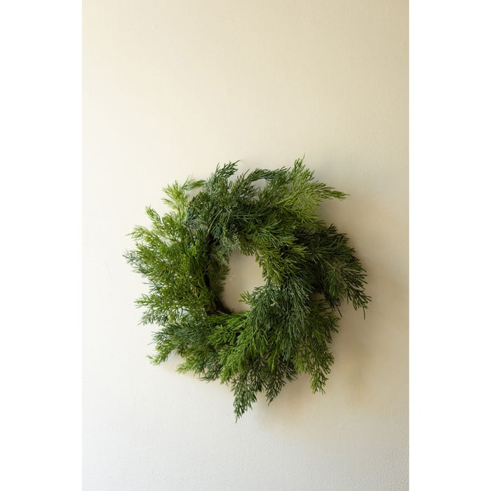 green pine wreath faux