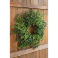 green pine wreath faux
