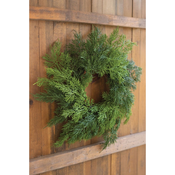 green pine wreath faux