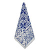square cotton napkins navy white block print