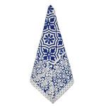 square cotton napkins navy white block print