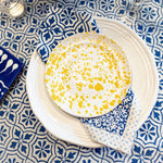square cotton napkins navy white block print