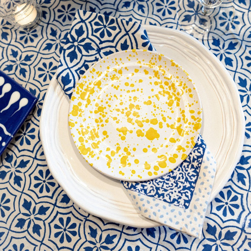 square cotton napkins navy white block print