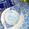 square cotton napkins navy white block print