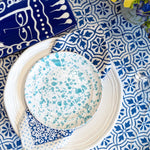 square cotton napkins navy white block print