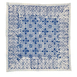 square cotton napkins navy white block print