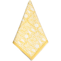 square cotton napkins block printed yellow white