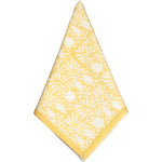 square cotton napkins block printed yellow white