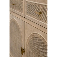 cane media cabinet two door brushed gold hardware smoke gray oak