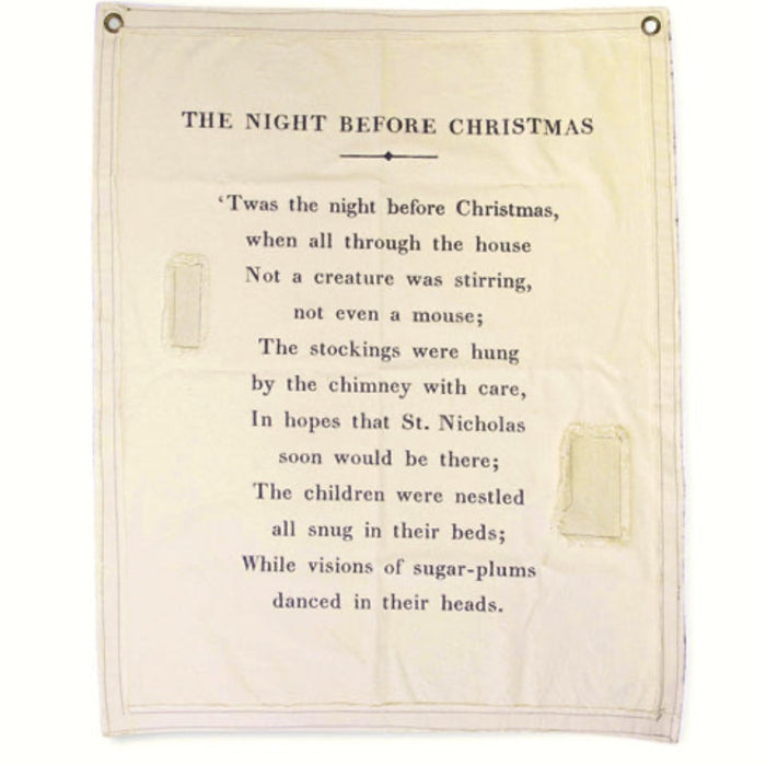 cream canvas wall hanging the night before christmas