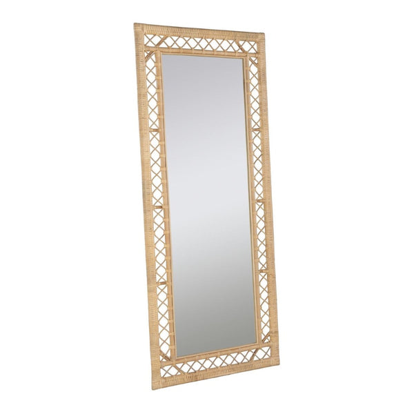floor mirror natural rattan frame