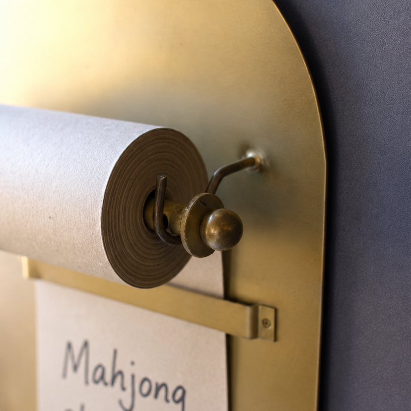 Kalalou Wall Mounted Antique Brass Magnetic Note Roll—ideal for reminders, chores, or shopping lists.