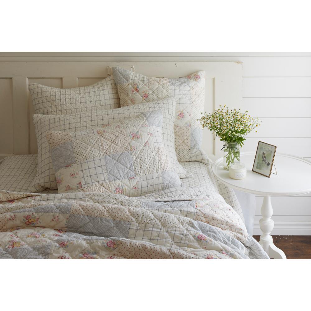 bedding ensemble pastel multi-pattern quilt size options shams