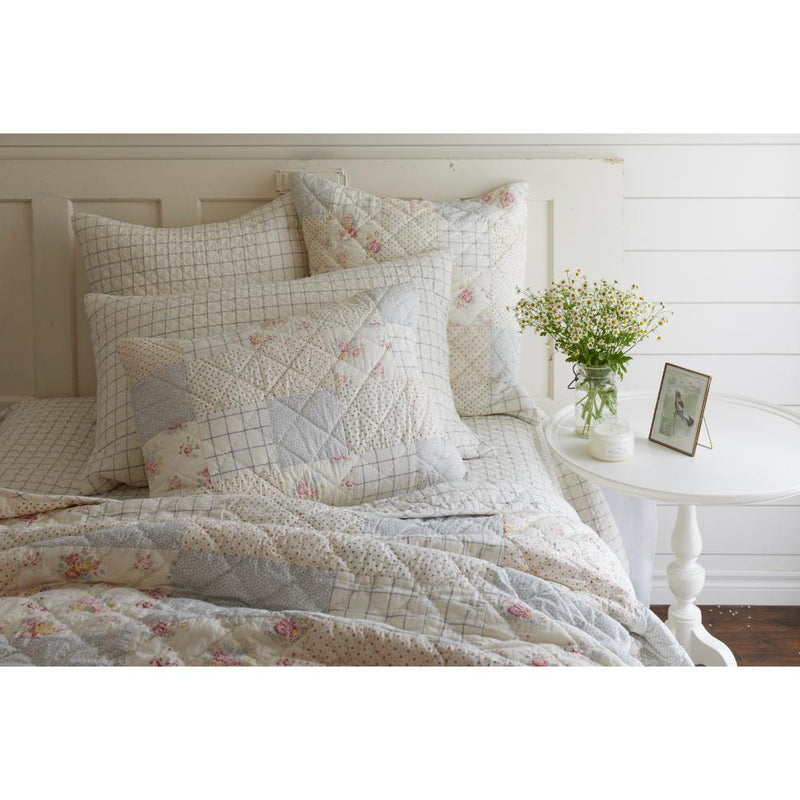 bedding ensemble pastel multi-pattern quilt size options shams