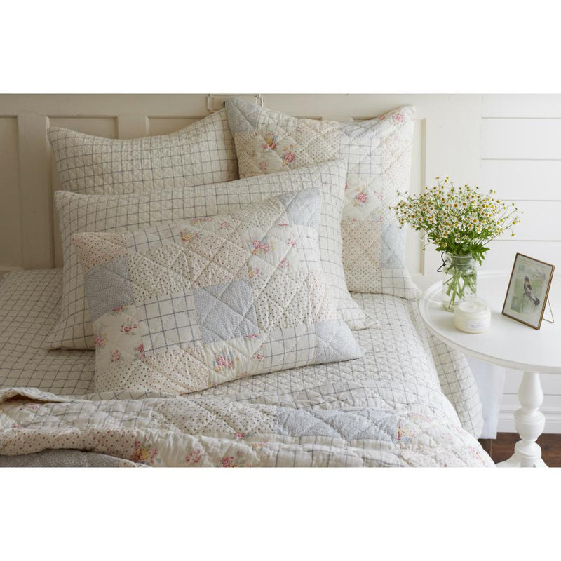 bedding ensemble pastel multi-pattern quilt size options shams