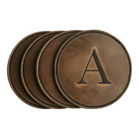round coasters monogrammed leather personalized