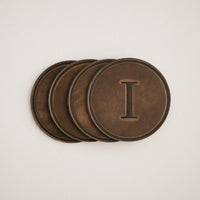 round coasters monogrammed leather personalized