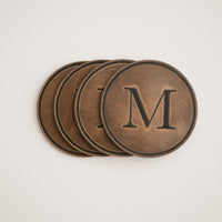 round coasters monogrammed leather personalized