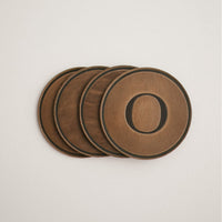 round coasters monogrammed leather personalized