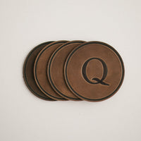 round coasters monogrammed leather personalized