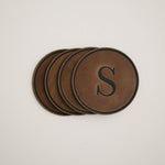 round coasters monogrammed leather personalized