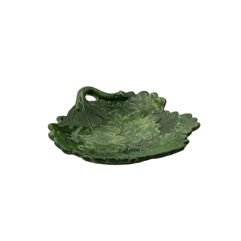 small plate green oak leaves