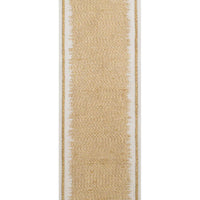 Drapery Curtain Panel Linen Cotton Rod Pocket Ivory Gold Trim