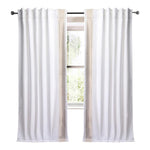 Drapery Curtain Panel Linen Cotton Rod Pocket White Trim