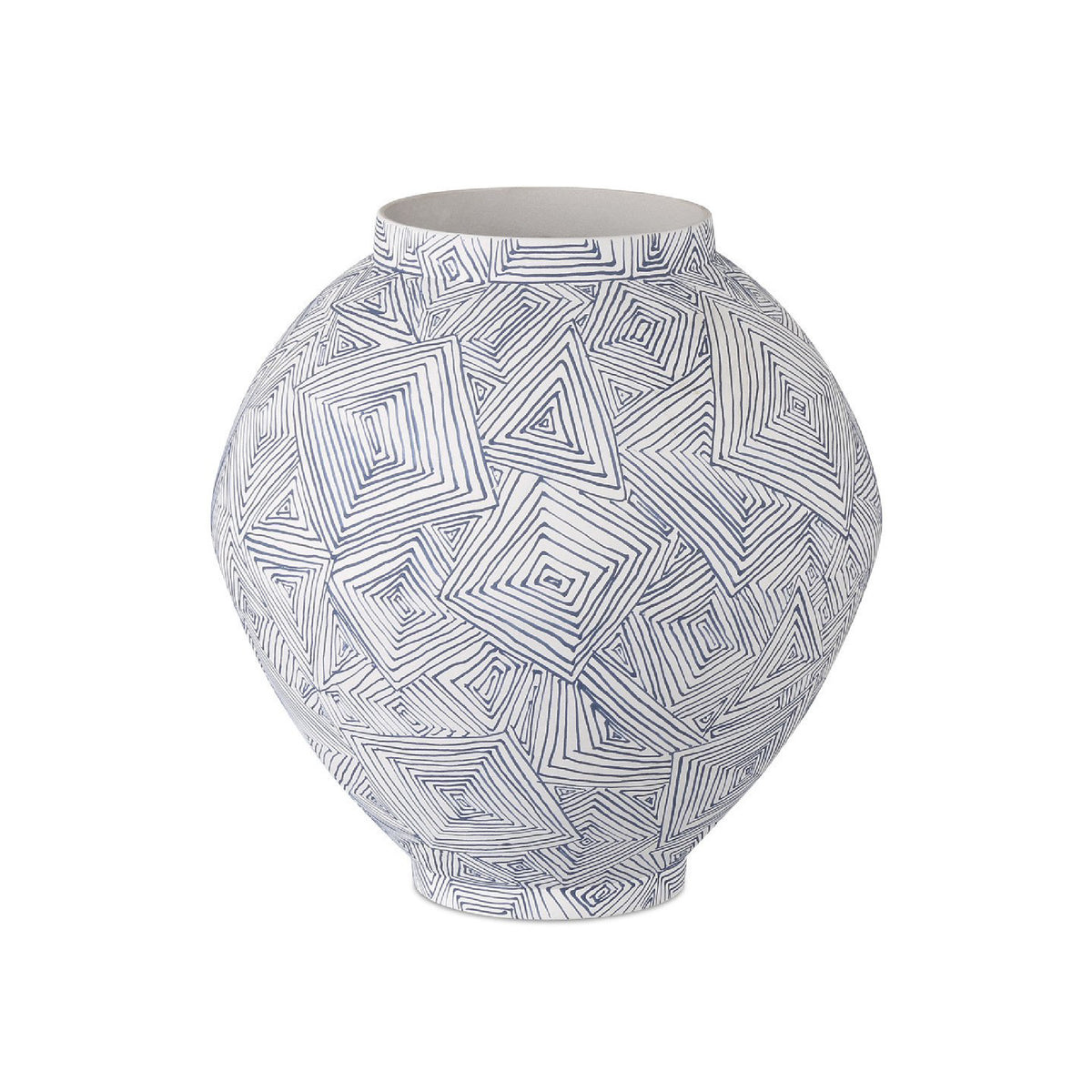 Decorative vase with geometric pattern on a white background