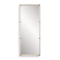 tall dressing mirror white faux leather white brass bands