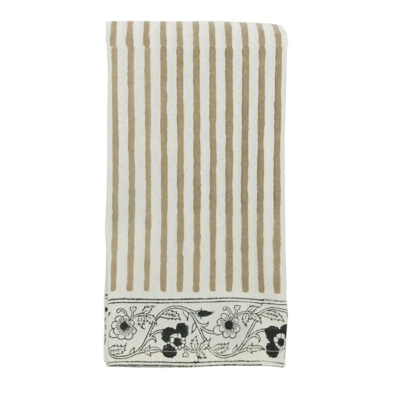napkins set of 4 block printed tan cotton striped floral