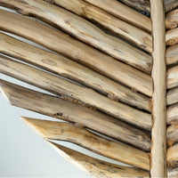 Close-up of Kalalou Teakwood Leaves Wall Art (set of 3)—ideal organic accent for your home décor.