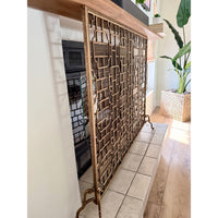 fireplace screen geometric gold contemporary mesh stand feet