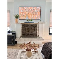 fireplace screen geometric gold contemporary mesh stand feet