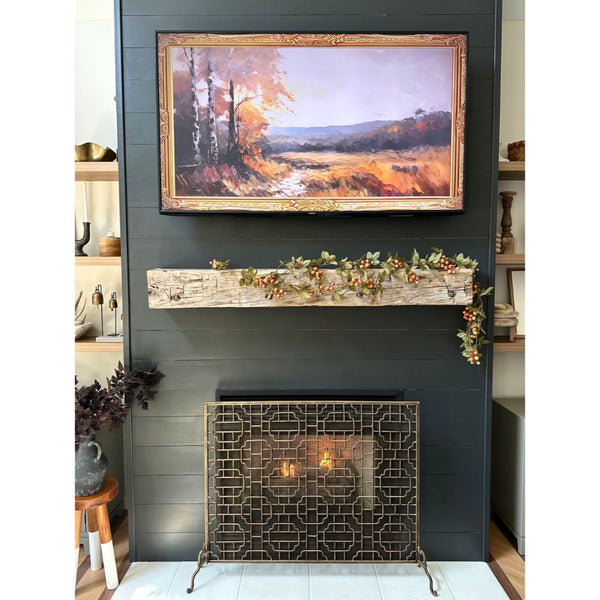 fireplace screen geometric gold contemporary mesh stand feet
