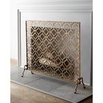 fire screen quadrille large gold mesh single panel Dr. Livingstone I Presume