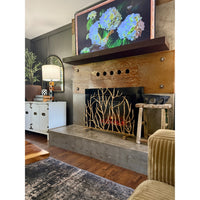gold iron twig fire screen single panel