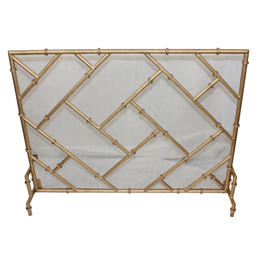 fireplace screen antique gold bamboo mesh