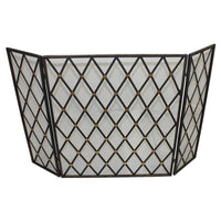 fireplace screen three panel burnished gold diamond detail 