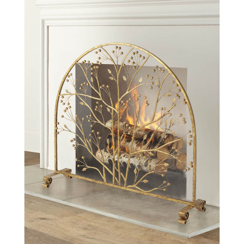 fire screen branch berry arched gold