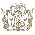 Fireplace Screen Panel Scroll Design in White Floral Finish