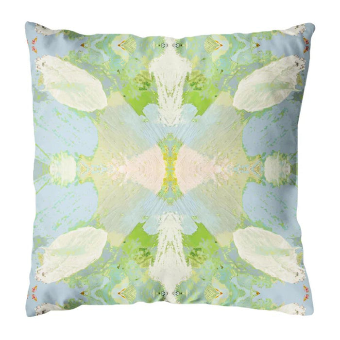 The Laura Park Designs Outdoor Elephant Falls Pillow adds a bright, abstract touch to any outdoor space.
