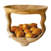 natural two tiered teakwood serving tower