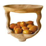 natural two tiered teakwood serving tower